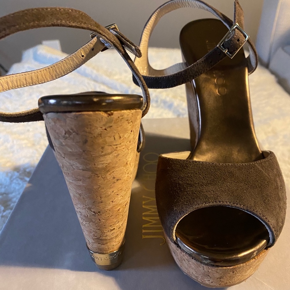 Jimmy Choo Perla Sue Wedge Cork Sandals